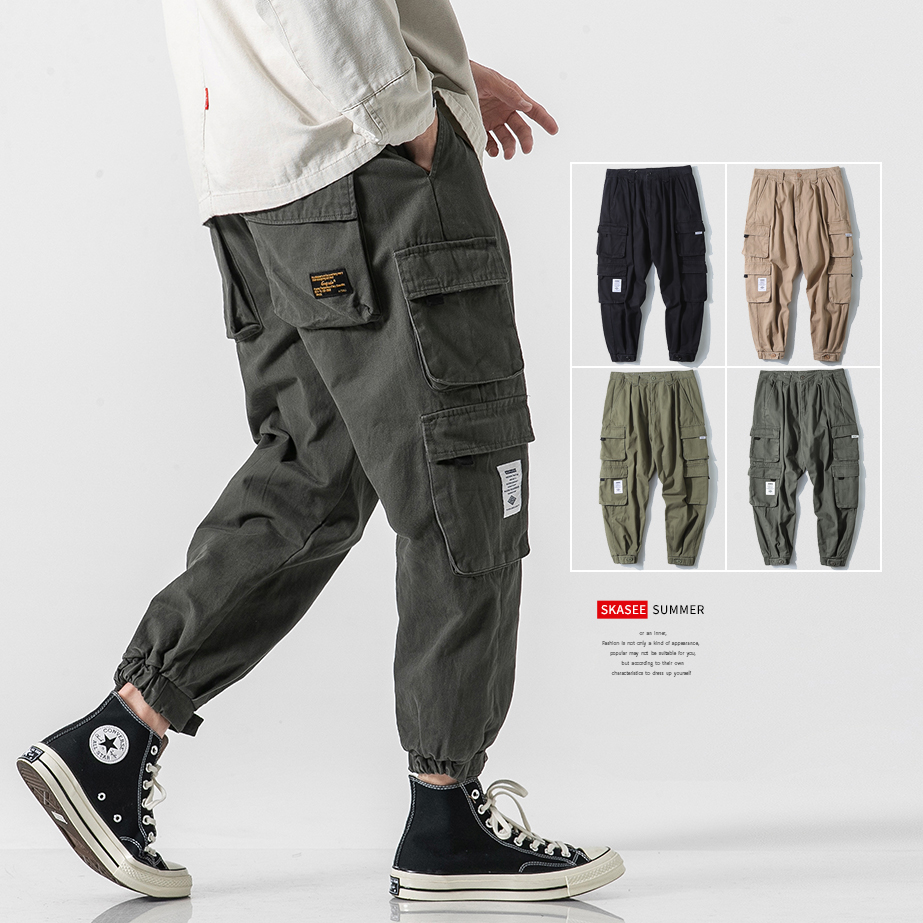 Overalls men's autumn and winter fashion brand loose and thickened functional Korean fashion legged casual sports pants