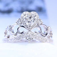 Ювелирное украшение в форме сердца, платиновое обручальное кольцо для принцессы, белое золото 18 карат