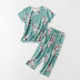 2018 Mùa Hè Trung Niên của Phụ Nữ Tre Trượt Bông Ngắn Tay Áo Chín Quần Vòng Cổ Đặt Bông Tre Bông Mama Set Bộ Pajama