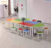 Nội thất trường học mới tiểu học bàn đào tạo mẫu giáo kết hợp bàn dài nghệ thuật bàn màu học sinh bàn ghế - Nội thất giảng dạy tại trường