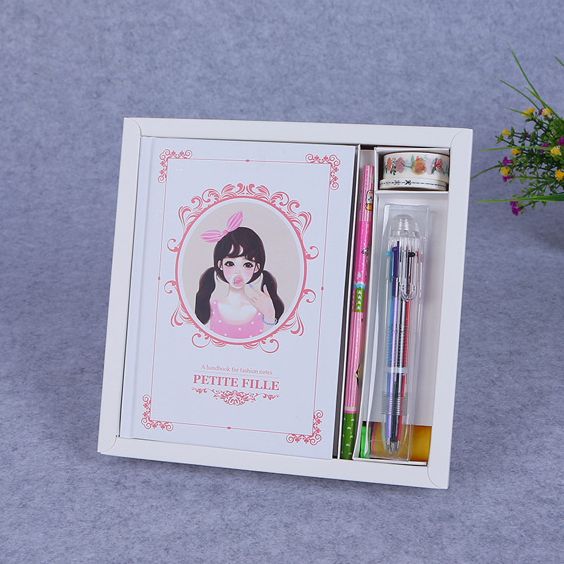White Gift Boxoriginality Simplicity Internet celebrity Gift box notebook Stationery lovely Notepad thick Cartoon Hand book student day Return a gift