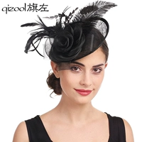 Баннер левая шляпа шляпа Женская западная банкетная сетчатая пряжа страусир -перья для невесты лента лента