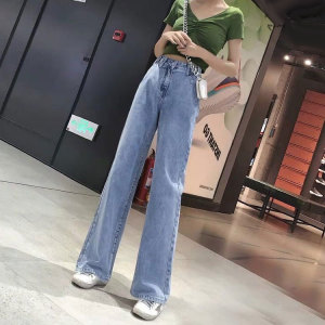 【网红爆款】高腰阔腿牛仔裤女