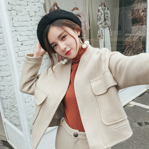 Chống giải phóng mặt bằng mùa ngắn áo len nữ mùa thu và mùa đông Hàn Quốc phiên bản lỏng mỏng thời trang hoang dã chic len áo mùa đông áo dạ nữ đẹp