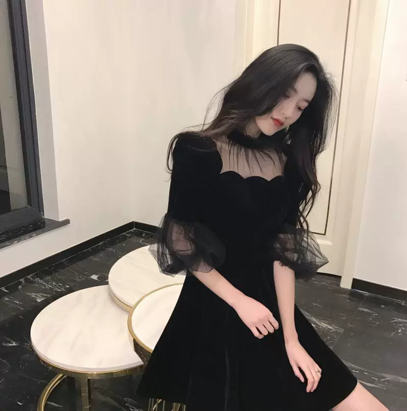 Mới nhỏ 145cm váy ngắn 155 nữ size S váy hè và thu cao 150cm - Váy eo cao