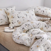 Cotton cộng với nhung dày bốn mảnh phù hợp với phim hoạt hình mùa thu và mùa đông flannel ấm áp bộ ba mảnh ga trải giường 1,8 m - Bộ đồ giường bốn mảnh