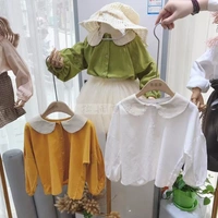 [Lahm home] áo sơ mi nữ mùa thu phiên bản Hàn Quốc của trinh nữ nhỏ và vừa cổ áo búp bê hoang dã váy váy - Áo sơ mi áo sơ mi cho bé gái 12 tuổi