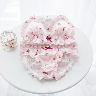 可爱少女文胸套装丝滑缎面无钢圈舒适内衣草莓蜜桃三角杯文胸-淘宝网 可爱少女文胸套装丝滑缎面无钢圈舒适内衣草莓蜜桃三角杯文胸-淘宝网