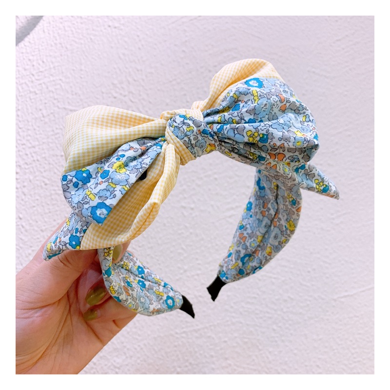 Color Matching Floral Hairband Yellowthe republic of korea fold hair hoop Net red candy Solid color Wide edge tie wash one 's face Headband Simplicity Hair cave head band female