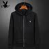 Playboy Cardigan Áo Len Nam Mặc Cap Mùa Thu Mùa Xuân Thanh Niên Thể Thao Casual Zip Áo Khoác Trùm Đầu với Cap Áo len