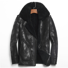 Одежда из кожи 新款冬时尚飞行服皮毛一体外套真皮衣男士原生态羊毛绵羊真皮衣