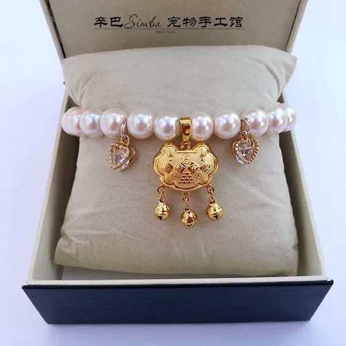 Колокольчик ручной работы, чокер, милое ожерелье из жемчуга, цепочка, аксессуар, домашний питомец, замок долголетия