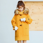 M.co sừng khóa áo len phụ nữ phần dài dày mùa đông mùa đông lão hóa mỏng sinh viên Hàn Quốc áo len
