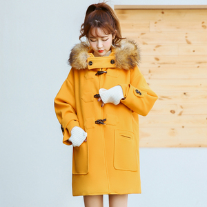 M.co sừng khóa áo len phụ nữ phần dài dày mùa đông mùa đông lão hóa mỏng sinh viên Hàn Quốc áo len áo khoác đẹp