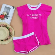 Taomengqi áo tắm thể thao nữ kích thước ngực tập hợp áo tắm chia góc phẳng bảo thủ che bụng bong bóng sinh viên áo tắm nóng