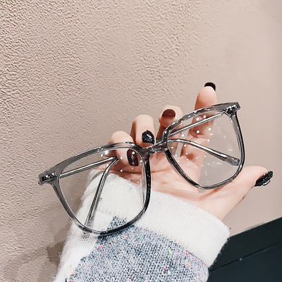 taobao agent Transparent gray frame net red glasses frame large round face is thin Korean version of personalized close vision glasses rack boys