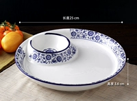 10 -INCH BLUE и белые двойные круглые блюда