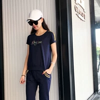 Bộ đồ thể thao cotton mùa hè mới Quần áo thể thao nữ cỡ lớn 9509 - Thể thao sau bộ quần áo the thao nam nike