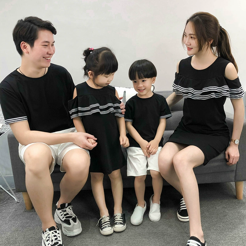 Đầm bố mẹ-con của gia đình ba năm 2020 mới thủy triều mẹ phụ nữ phong cách phương tây Áo phông đỏ lưới bé gái Hàn Quốc mùa hè - Trang phục dành cho cha mẹ và con