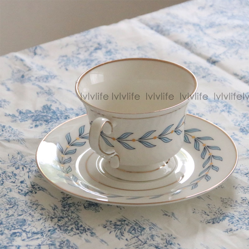 Blue Leaf Cup + DishTravel companion ins Same Retro Phnom Penh leaf Coffee cup and saucer tea with milk afternoon tea Cup and dish