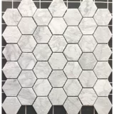 Белая шестиугольная мраморная антикварная мозаика на стену