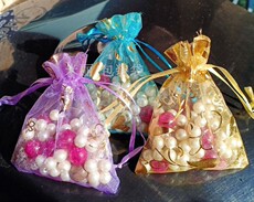 Марлевый мешок 烫金纱袋饰品袋束口袋散珠手串收纳袋香包香襄干花空袋子