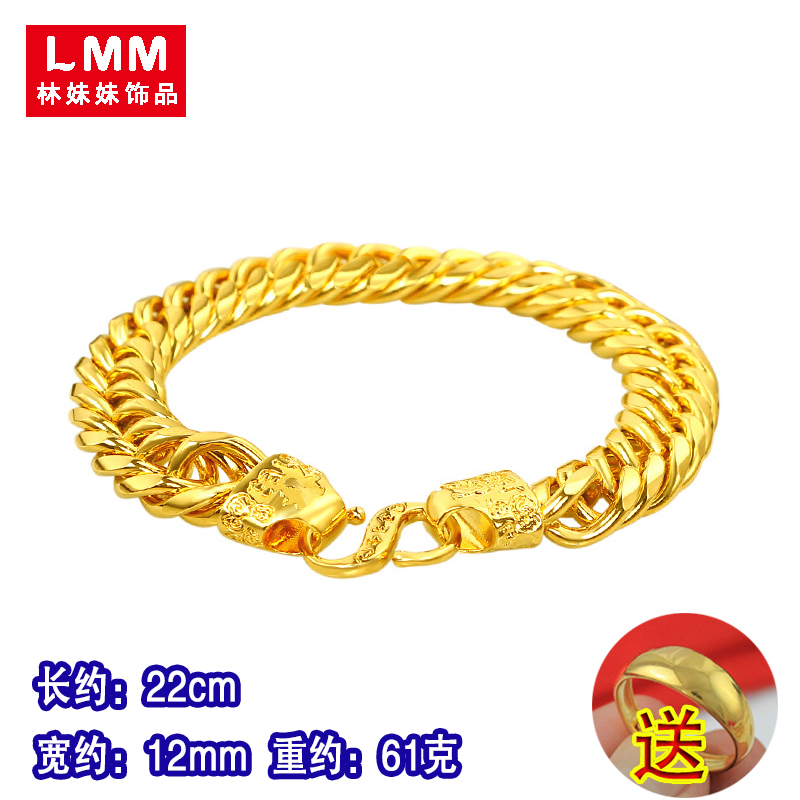 Lucky Head BraceletShajin Bracelet male Domineering Faucet ins Women's money brave troops caterpillar Vietnam? gold-plated 18K gold Wide Edition Watch chain