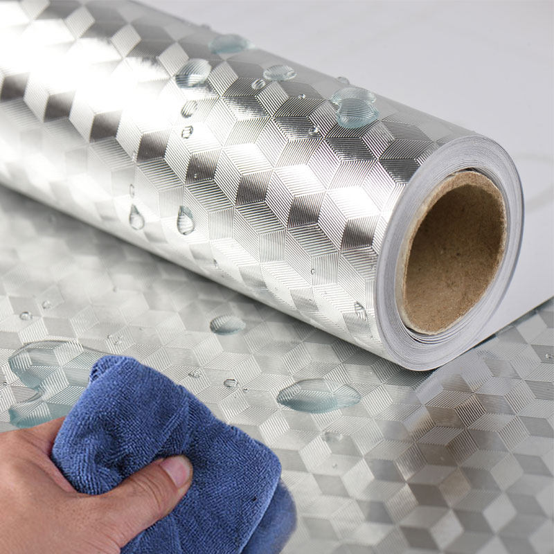 厨房防油贴纸防水防潮自粘耐高温灶台瓷砖橱柜台面油烟机铝箔锡纸