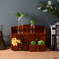 Бесплатная доставка Zakka Brocery, старая ретро -деревянная коробка с четырьмя настольные настольные столы 3