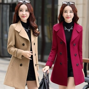 2018 mùa xuân và mùa thu mới của Hàn Quốc phiên bản của phụ nữ mỏng của chiếc áo khoác len nữ Slim kích thước lớn phần dài áo len thủy triều