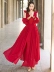 Lệ Giang phong cách dân tộc của phụ nữ Vân Nam du lịch kỳ nghỉ ảnh áo dài cổ điển cotton và vải lanh thẻ trà hồ muối đầm đỏ - Váy dài Váy dài