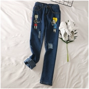 Taotao quần áo Xiaxin quần lỏng thời trang lỗ in ở thắt lưng đa năng jeans nữ triều 90161