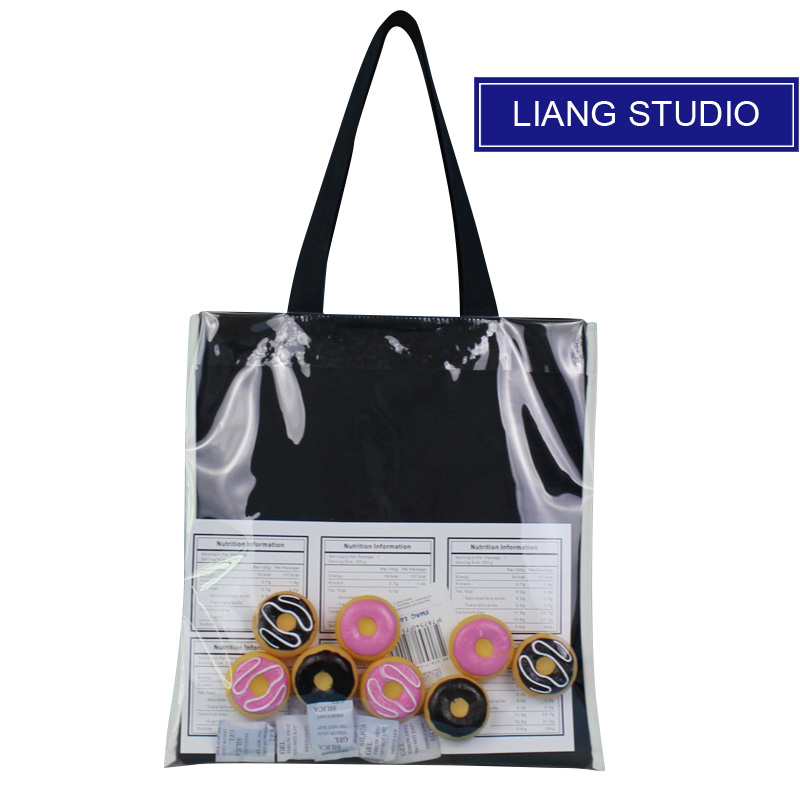 Black Doughnutsummer Bag female 2021 new pattern Port style customized One shoulder Canvas bag Yellow duck Harajuku handbag Transparent bag