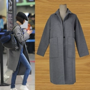Mùa xuân 2017 ngôi sao mới của phụ nữ có cùng một đoạn Lu Yu với đoạn áo khoác len dài màu xám đậm - Trung bình và dài Coat