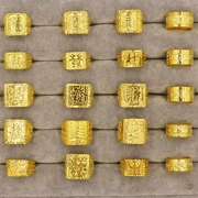 Mô phỏng Vàng Việt Nam Đồng thau mạ vàng 24k Không phai 999 Trang sức ban phước Sáu chữ Thần chú Nhẫn vàng nam