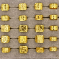 Mô phỏng Vàng Việt Nam Đồng thau mạ vàng 24k Không phai 999 Trang sức ban phước Sáu chữ Thần chú Nhẫn vàng nam nhẫn bạc nam