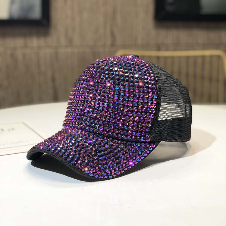 NET Hat & Gun BlackHat female rhinestone personality peaked cap Spring and autumn days fashion Baseball cap Korean version Versatile tide summer manual Inlaid diamond Internet celebrity
