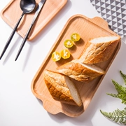 Phong cách nhật bản khay gỗ khay gỗ rắn phẳng hình chữ nhật gỗ sồi tấm món ăn phương tây món ăn snack ăn sáng bộ đồ ăn