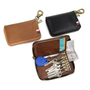 Lớp đầu tiên của túi da nam khóa túi thẻ một túi thắt lưng bằng da ví đơn giản dung lượng lớn chống trộm túi khóa - Trường hợp chính