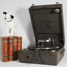 Виниловый проигрыватель 古董 哥伦比亚 columbia 202提箱手摇留声机