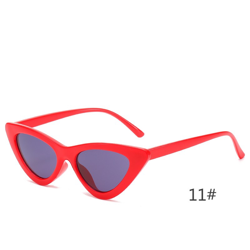 11 ᦇ & Red Frame Grey SliceEurope and America Retro triangle cat eye Sunglasses female Korean version tide ins disco dancing hottie Sun glasses Internet celebrity Street shot Hip hop