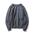 BDCT Nhật Bản retro nhung kẻ sọc vá áo len áo len Mùa thu màu rắn cổ tròn đáy áo len thủy triều thời trang nam cao cấp Hàng dệt kim