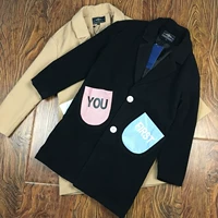 Thu đông 2018 mẫu áo gió nam đẹp trai phần dài của xu hướng tự làm áo khoác chất liệu áo khoác thanh niên học sinh Hàn Quốc áo khoác nam hàn quốc