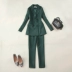 Kích thước lớn của phụ nữ 2018 mùa xuân mới olive màu xanh lá cây Mỏng đôi ngực dài phù hợp với 9 điểm thẳng quần phù hợp với Business Suit