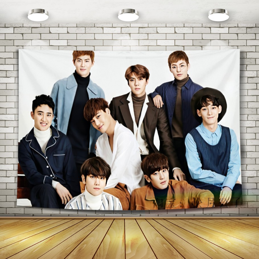 4EXO Park canlie Bian Boxian Wu Shixun Zhang Yixing Kris Hanging cloth Wall cloth Tapestry dormitory Background cloth decorate