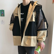 Zijun nam mùa thu dụng cụ áo khoác nam xu hướng lỏng bf gió Phiên bản Hàn Quốc của thiết kế đinh tán áo khoác trùm đầu - Áo khoác