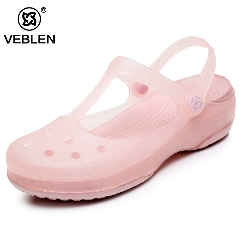Veblen nữ lỗ mùa hè giày dép trượt dép mềm đáy Baotou nhựa giày thạch Hàn Quốc phiên bản của dép mặc ngoài 