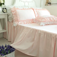 Nhập khẩu Châu Âu và Mỹ Phiên bản Hàn Quốc màu hồng ngọc bích cotton công chúa màu trắng chất liệu cotton giường ngủ - Váy Petti drap giường có viền