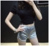 Châu âu và Mỹ blogger AA retro giản dị mịn đàn hồi cao eo trắng thể thao bên quần short phụ nữ chạy thể dục stretch hot quần Quần short