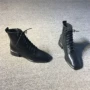 Martin boot nữ 2018 mới mùa thu đông cộng với đôi boot nhung dày với phần đầu vuông với đôi bốt cao bằng phẳng màu đen - Giày ống boot đùi